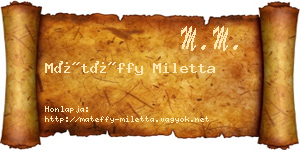 Mátéffy Miletta névjegykártya